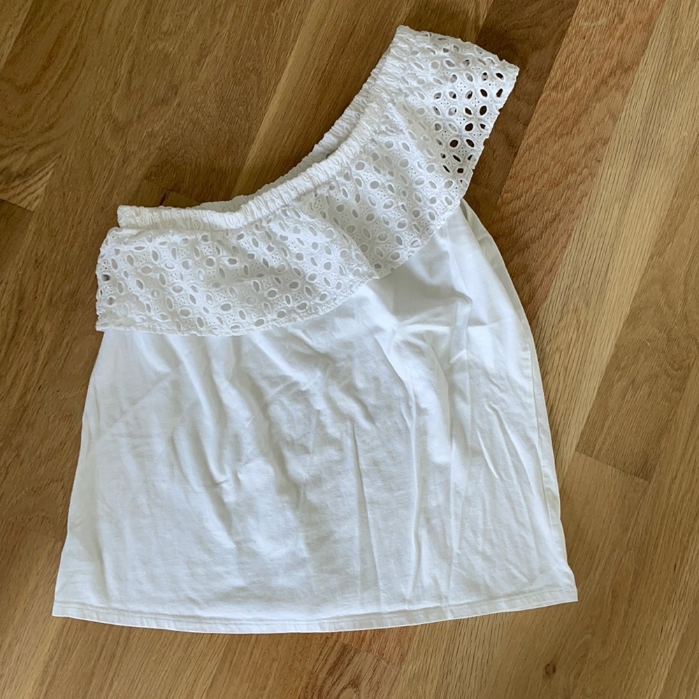 Loft White one shoulder top XSP